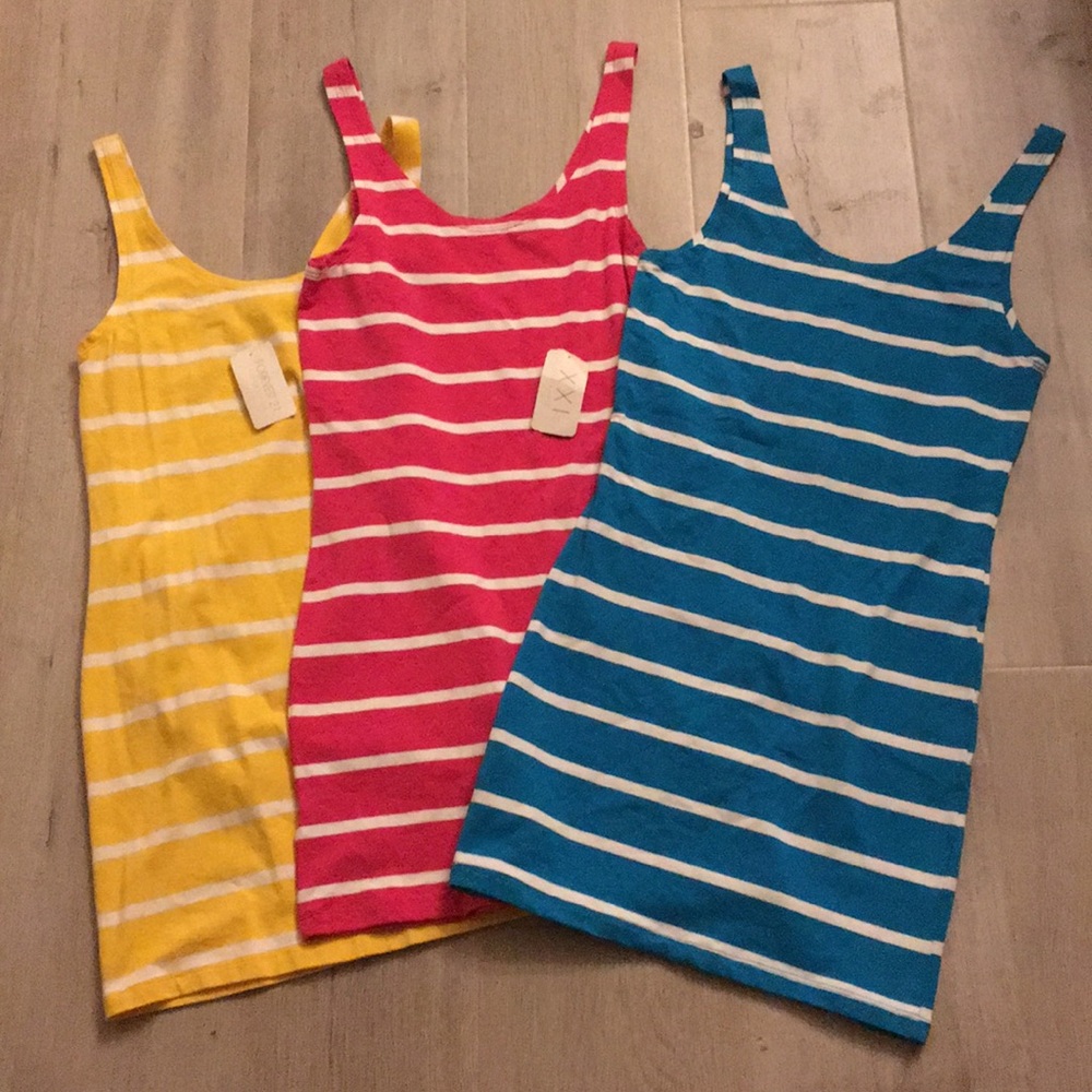 NWT Forever 21 Bodycon Striped Tank Dress Bundle